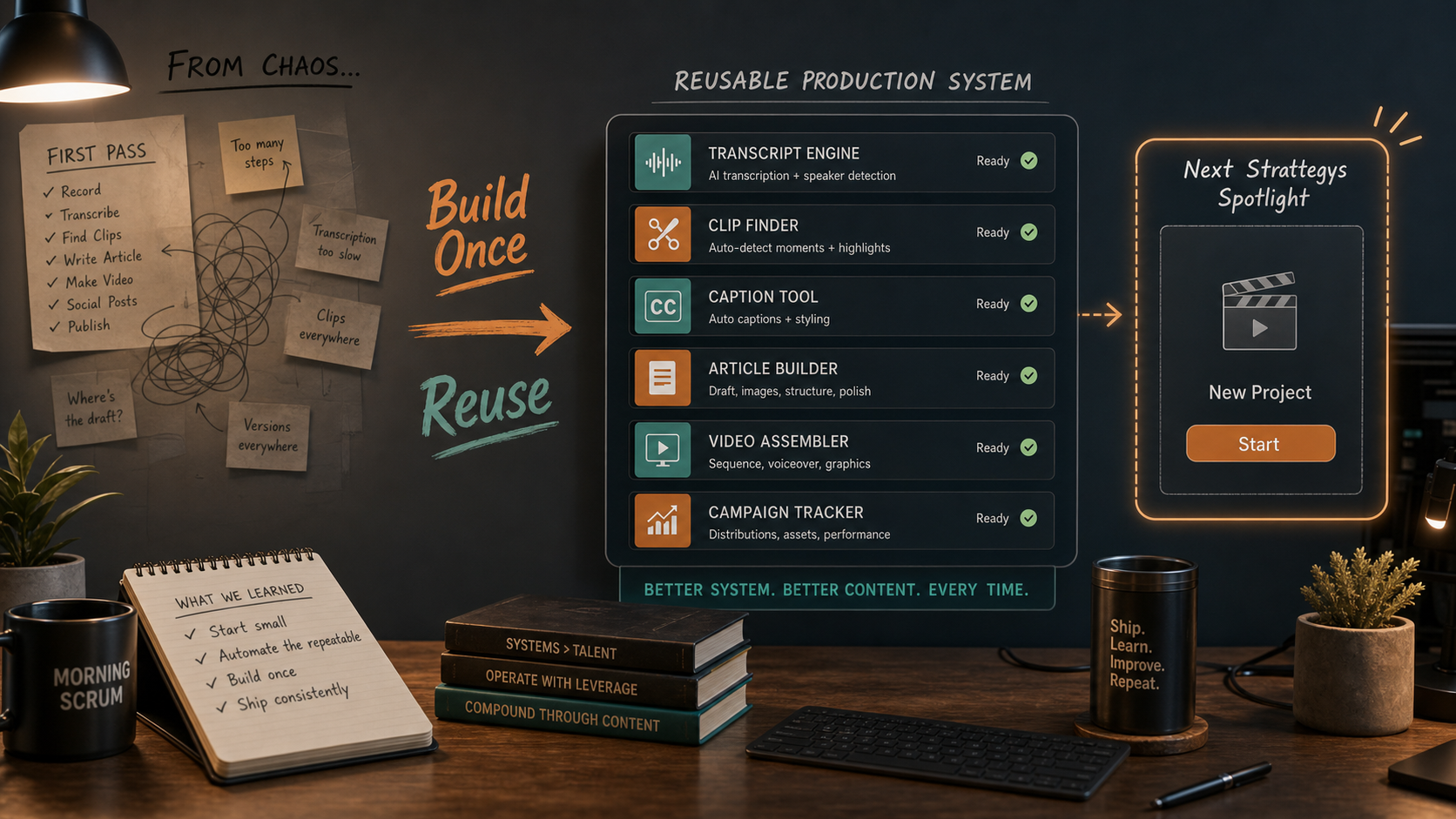 Reusable Strattegys Spotlight production system